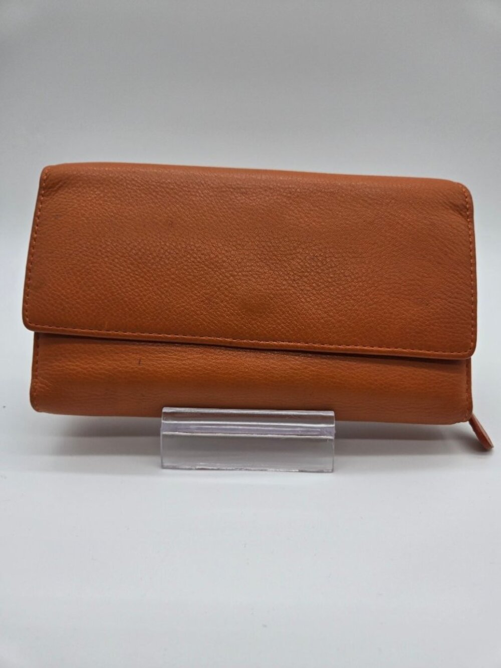 Wilsons Pelle Studio Orange Genuine Leather Front Flap Continental Wallet